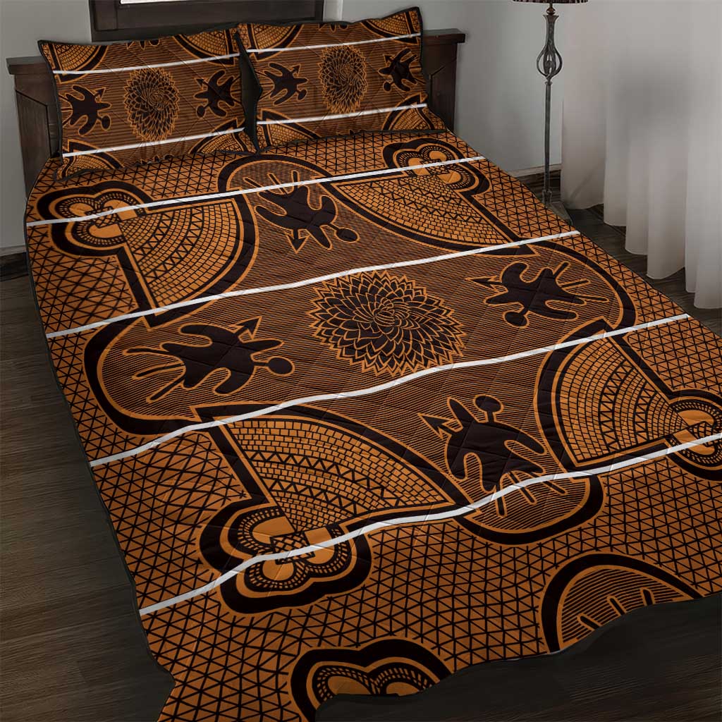 Lesotho Seanamarena Quilt Bed Set Basotho Traditional Blanket Style - Orange - Wonder Print Shop