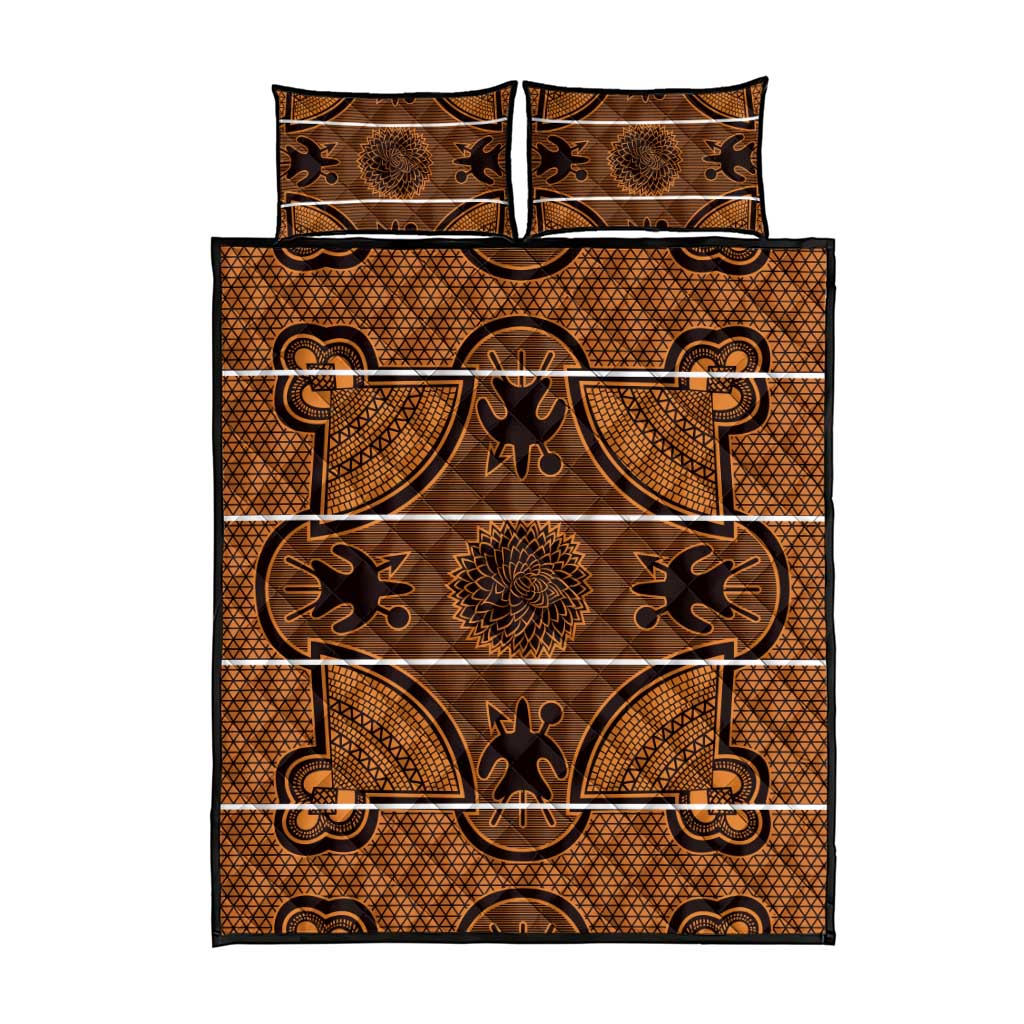 Lesotho Seanamarena Quilt Bed Set Basotho Traditional Blanket Style - Orange - Wonder Print Shop
