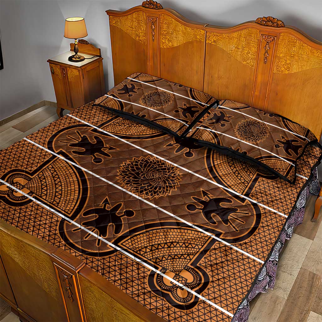 Lesotho Seanamarena Quilt Bed Set Basotho Traditional Blanket Style - Orange - Wonder Print Shop