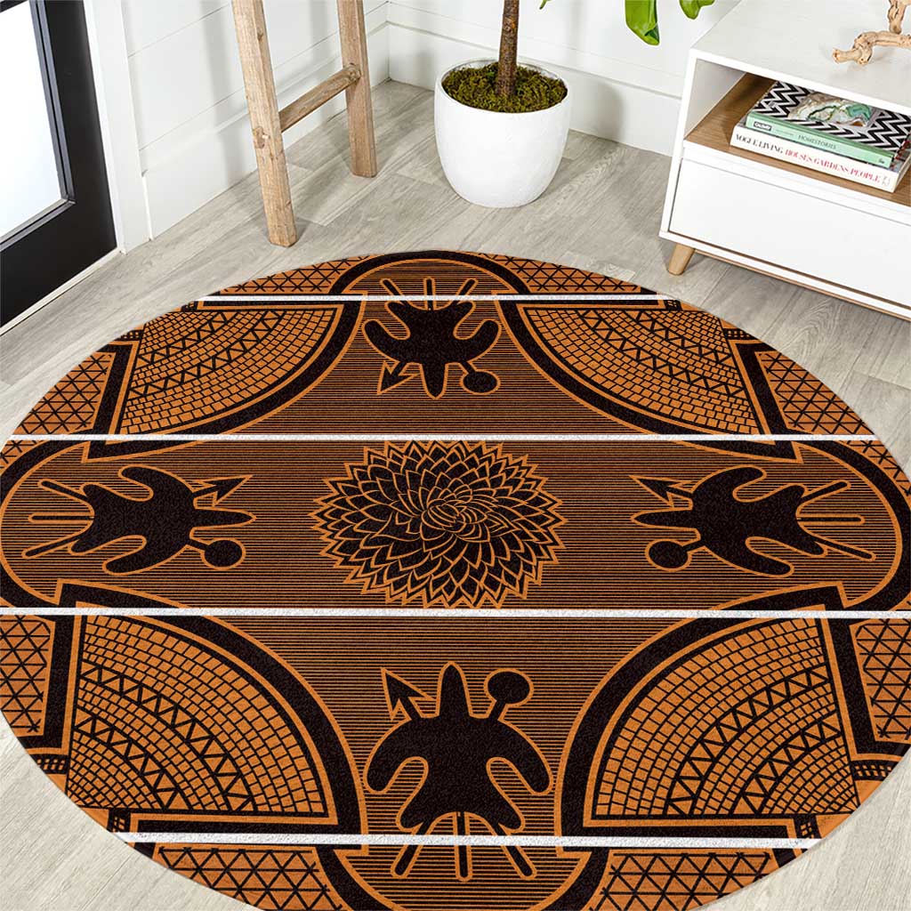 Lesotho Seanamarena Round Carpet Basotho Traditional Blanket Style - Orange - Wonder Print Shop