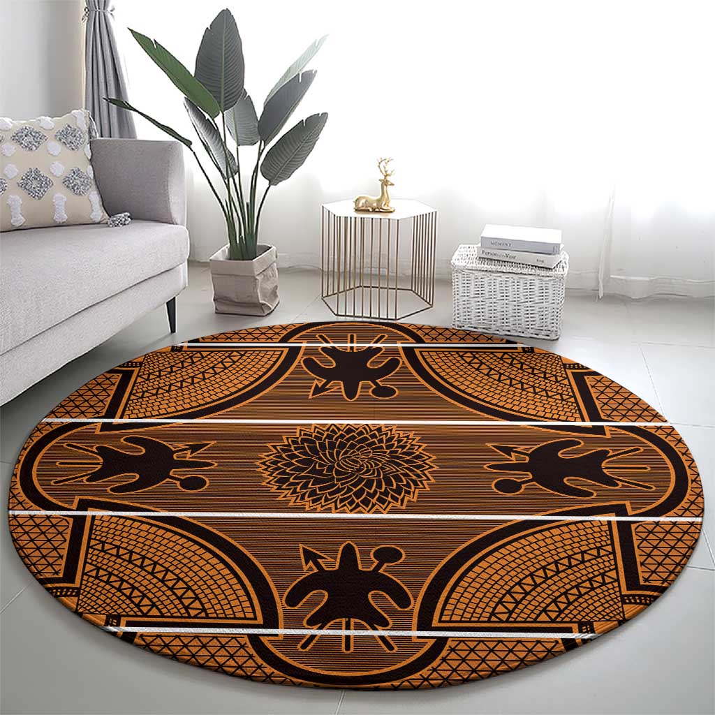 Lesotho Seanamarena Round Carpet Basotho Traditional Blanket Style - Orange - Wonder Print Shop