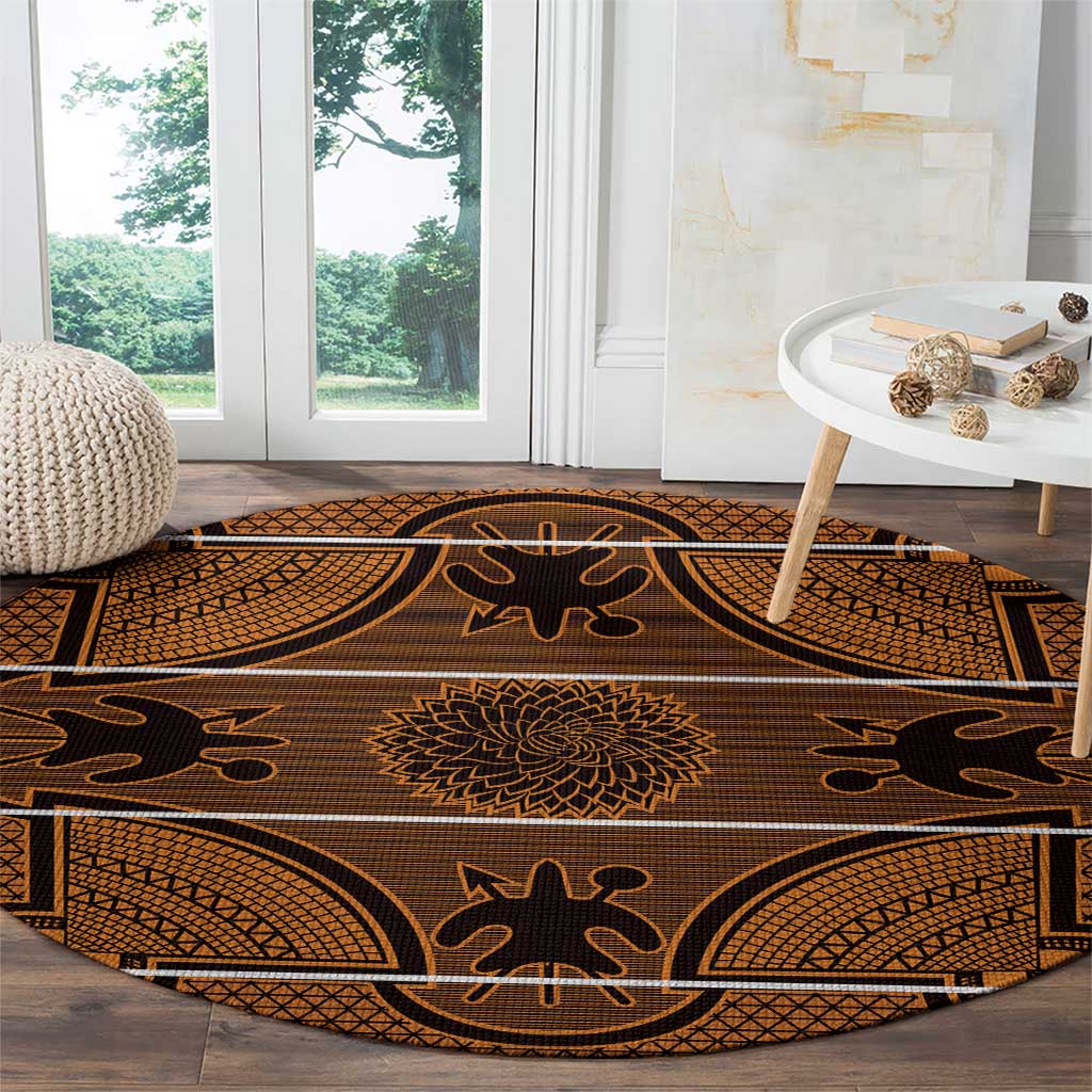 Lesotho Seanamarena Round Carpet Basotho Traditional Blanket Style - Orange - Wonder Print Shop