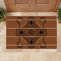 Lesotho Seanamarena Rubber Doormat Basotho Traditional Blanket Style - Orange - Wonder Print Shop