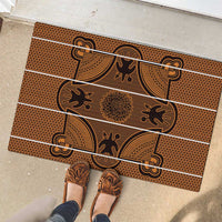 Lesotho Seanamarena Rubber Doormat Basotho Traditional Blanket Style - Orange - Wonder Print Shop