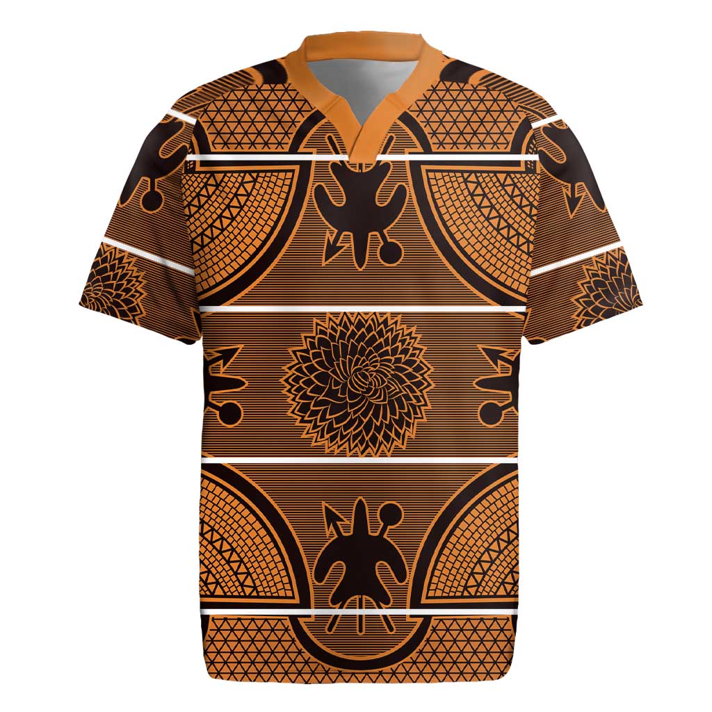 Lesotho Seanamarena Rugby Jersey Basotho Traditional Blanket Style - Orange - Wonder Print Shop