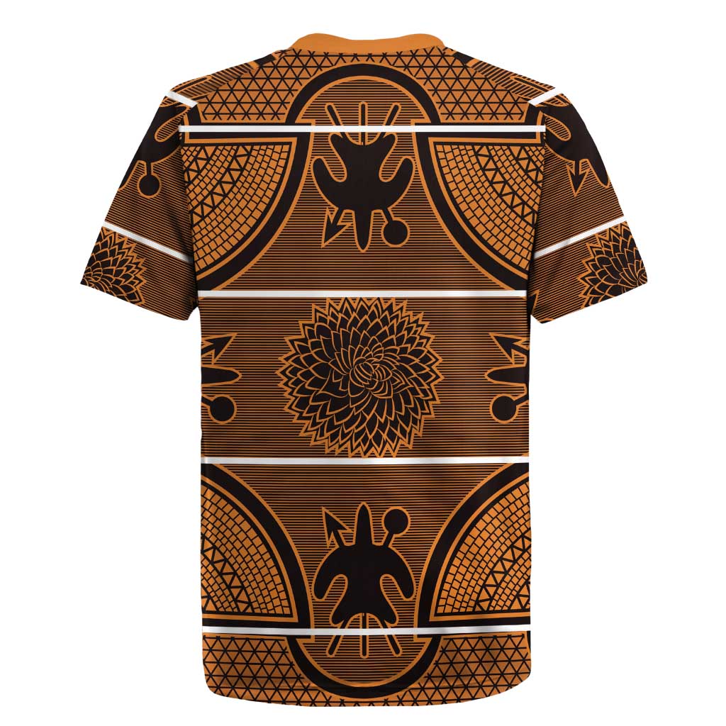 Lesotho Seanamarena Rugby Jersey Basotho Traditional Blanket Style - Orange - Wonder Print Shop