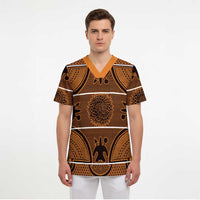 Lesotho Seanamarena Scrub Top Basotho Traditional Blanket Style - Orange - Wonder Print Shop