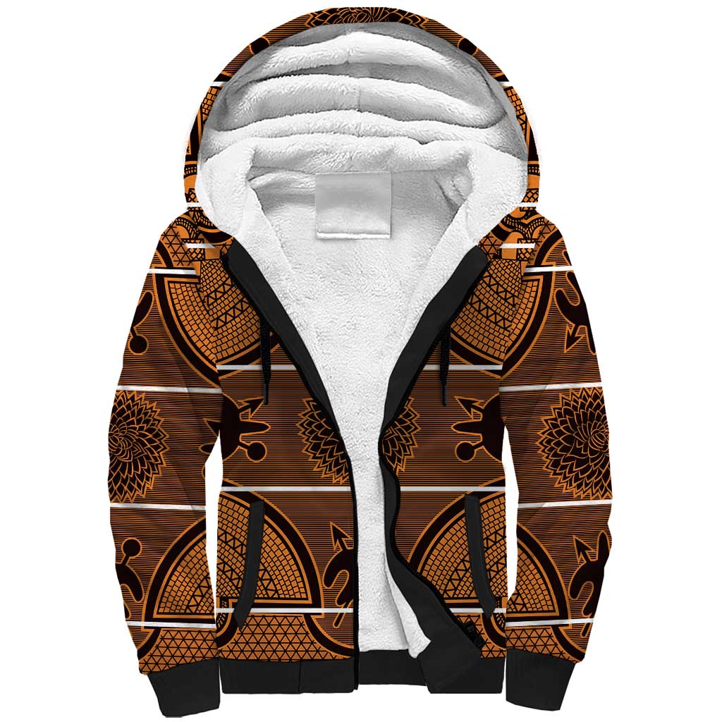 Lesotho Seanamarena Sherpa Hoodie Basotho Traditional Blanket Style - Orange - Wonder Print Shop
