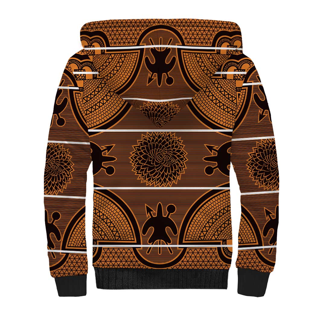 Lesotho Seanamarena Sherpa Hoodie Basotho Traditional Blanket Style - Orange - Wonder Print Shop