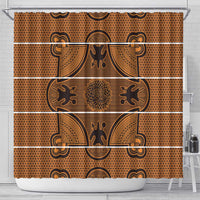 Lesotho Seanamarena Shower Curtain Basotho Traditional Blanket Style - Orange - Wonder Print Shop