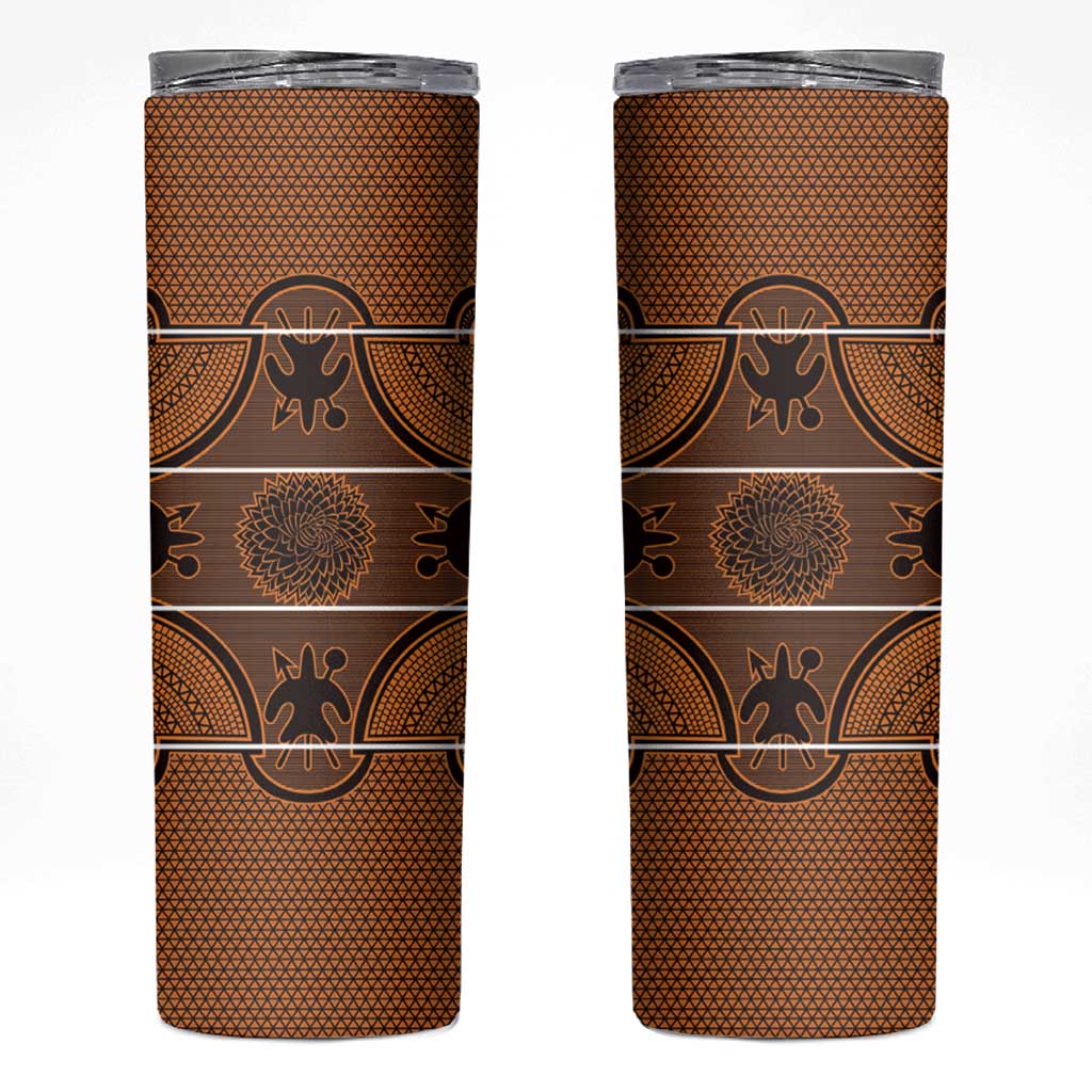 Lesotho Seanamarena Skinny Tumbler Basotho Traditional Blanket Style - Orange - Wonder Print Shop