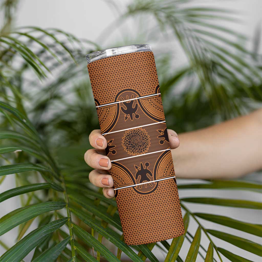 Lesotho Seanamarena Skinny Tumbler Basotho Traditional Blanket Style - Orange - Wonder Print Shop