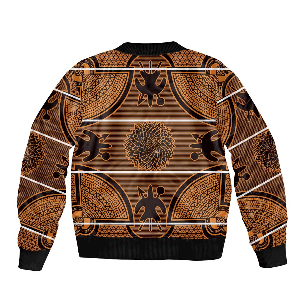 Lesotho Seanamarena Sleeve Zip Bomber Jacket Basotho Traditional Blanket Style - Orange - Wonder Print Shop
