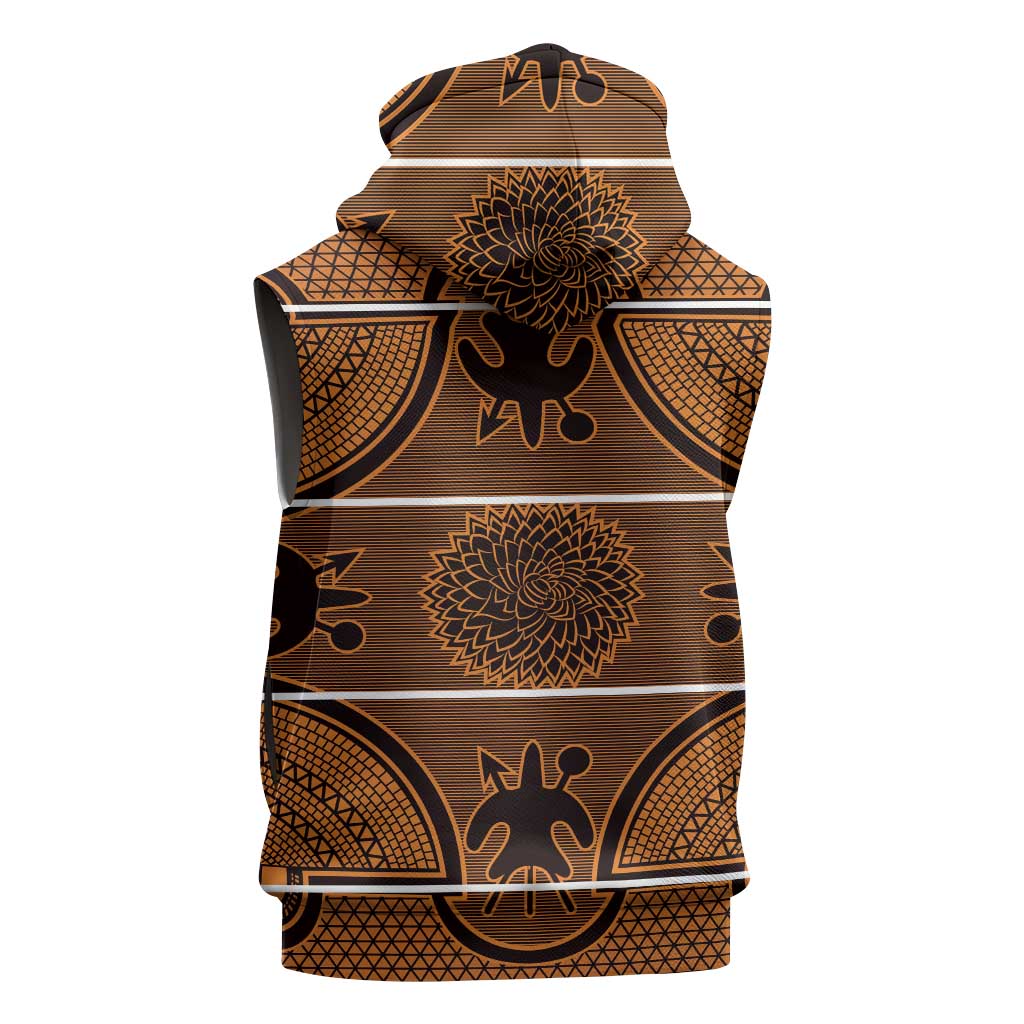 Lesotho Seanamarena Sleeveless Hoodie Basotho Traditional Blanket Style - Orange - Wonder Print Shop