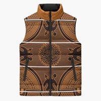 Lesotho Seanamarena Sleeveless Puffer Jacket Basotho Traditional Blanket Style - Orange - Wonder Print Shop