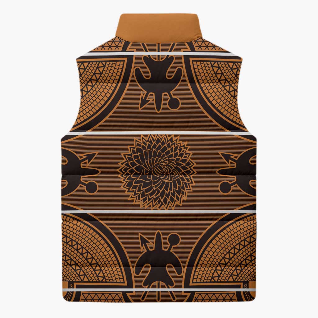 Lesotho Seanamarena Sleeveless Puffer Jacket Basotho Traditional Blanket Style - Orange - Wonder Print Shop