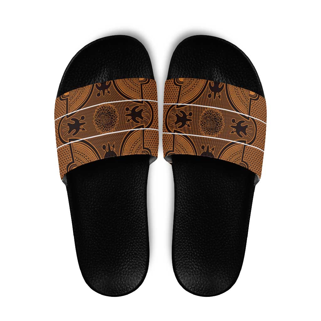 Lesotho Seanamarena Slide Sandals Basotho Traditional Blanket Style - Orange - Wonder Print Shop