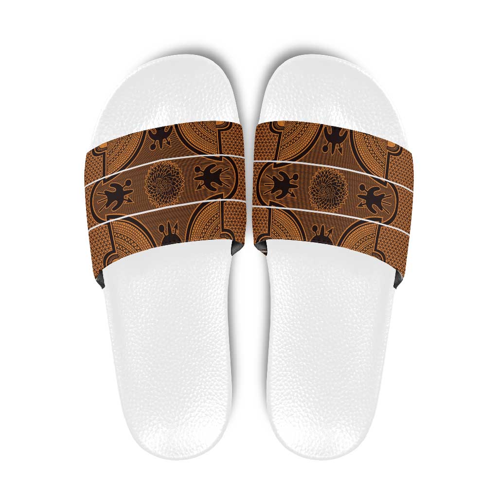 Lesotho Seanamarena Slide Sandals Basotho Traditional Blanket Style - Orange - Wonder Print Shop