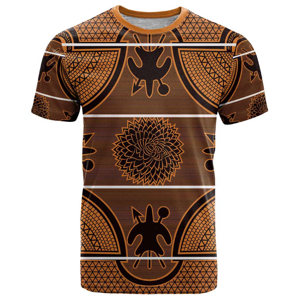 Lesotho Seanamarena T Shirt Basotho Traditional Blanket Style - Orange - Wonder Print Shop