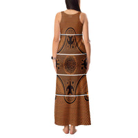 Lesotho Seanamarena Tank Maxi Dress Basotho Traditional Blanket Style - Orange - Wonder Print Shop