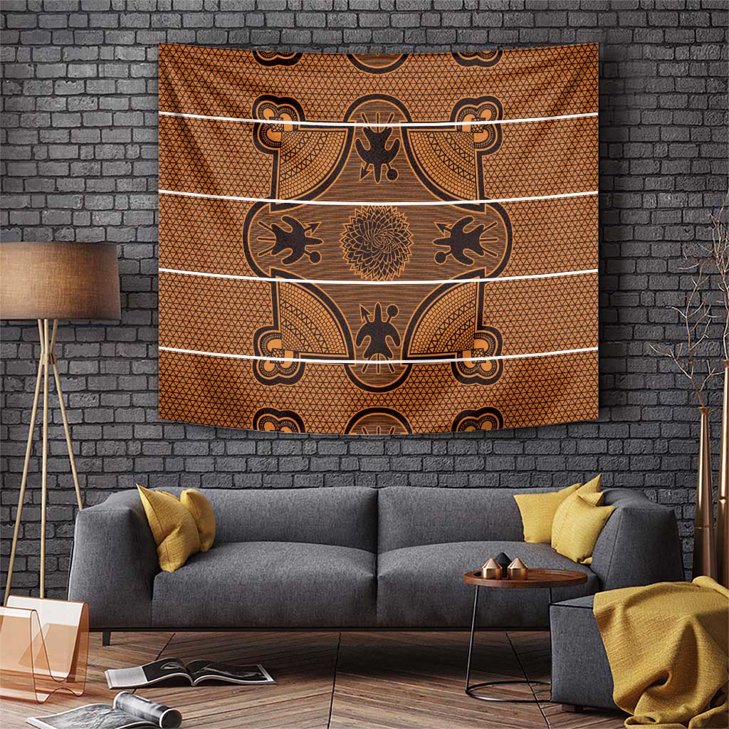Lesotho Seanamarena Tapestry Basotho Traditional Blanket Style - Orange - Wonder Print Shop