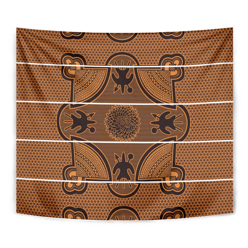 Lesotho Seanamarena Tapestry Basotho Traditional Blanket Style - Orange - Wonder Print Shop