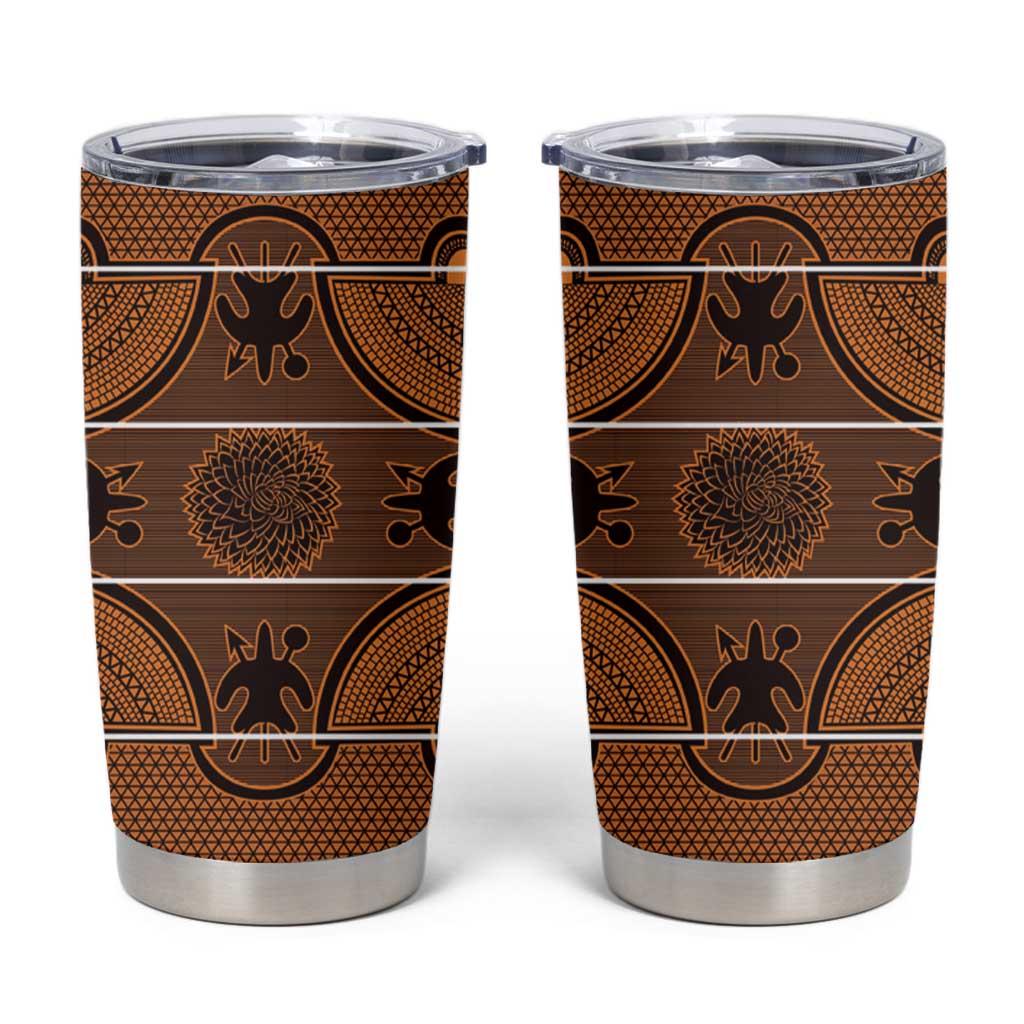 Lesotho Seanamarena Tumbler Cup Basotho Traditional Blanket Style - Orange - Wonder Print Shop