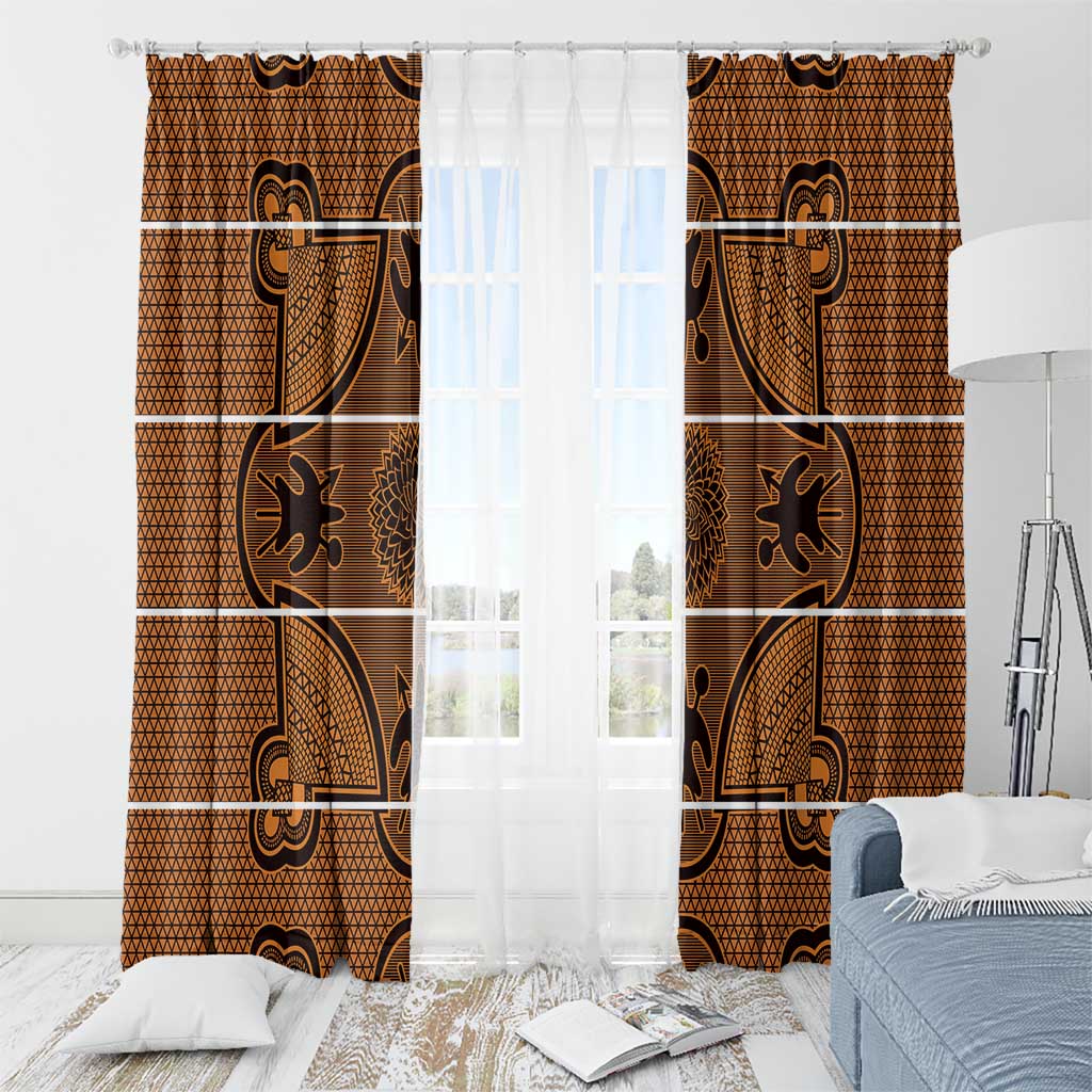Lesotho Seanamarena Window Curtain Basotho Traditional Blanket Style - Orange - Wonder Print Shop