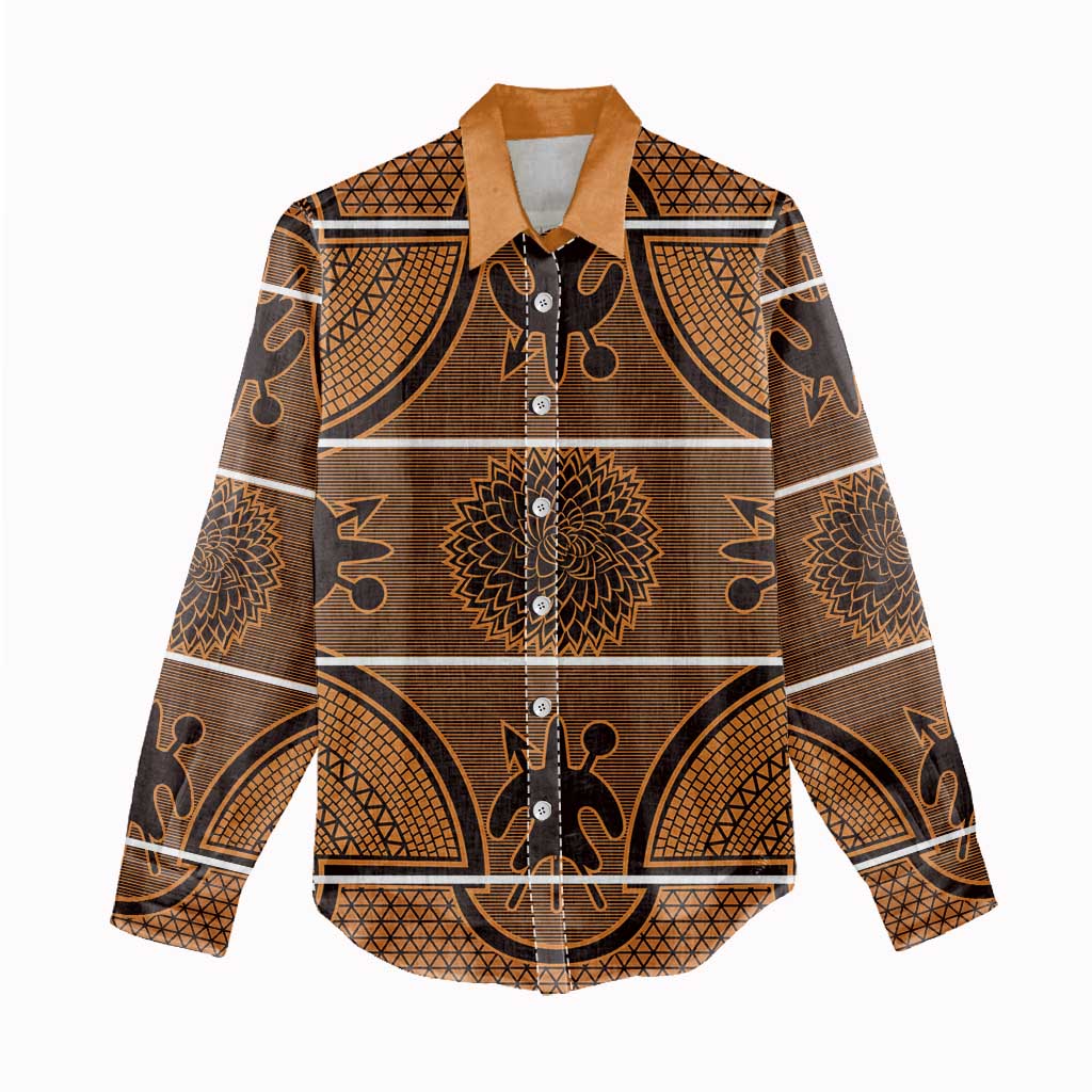 Lesotho Seanamarena Women Casual Shirt Basotho Traditional Blanket Style - Orange - Wonder Print Shop