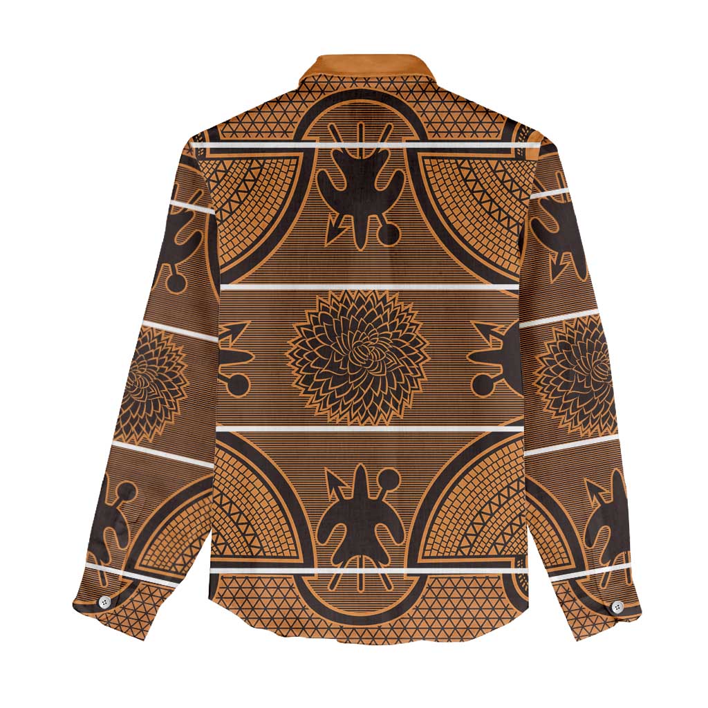 Lesotho Seanamarena Women Casual Shirt Basotho Traditional Blanket Style - Orange - Wonder Print Shop