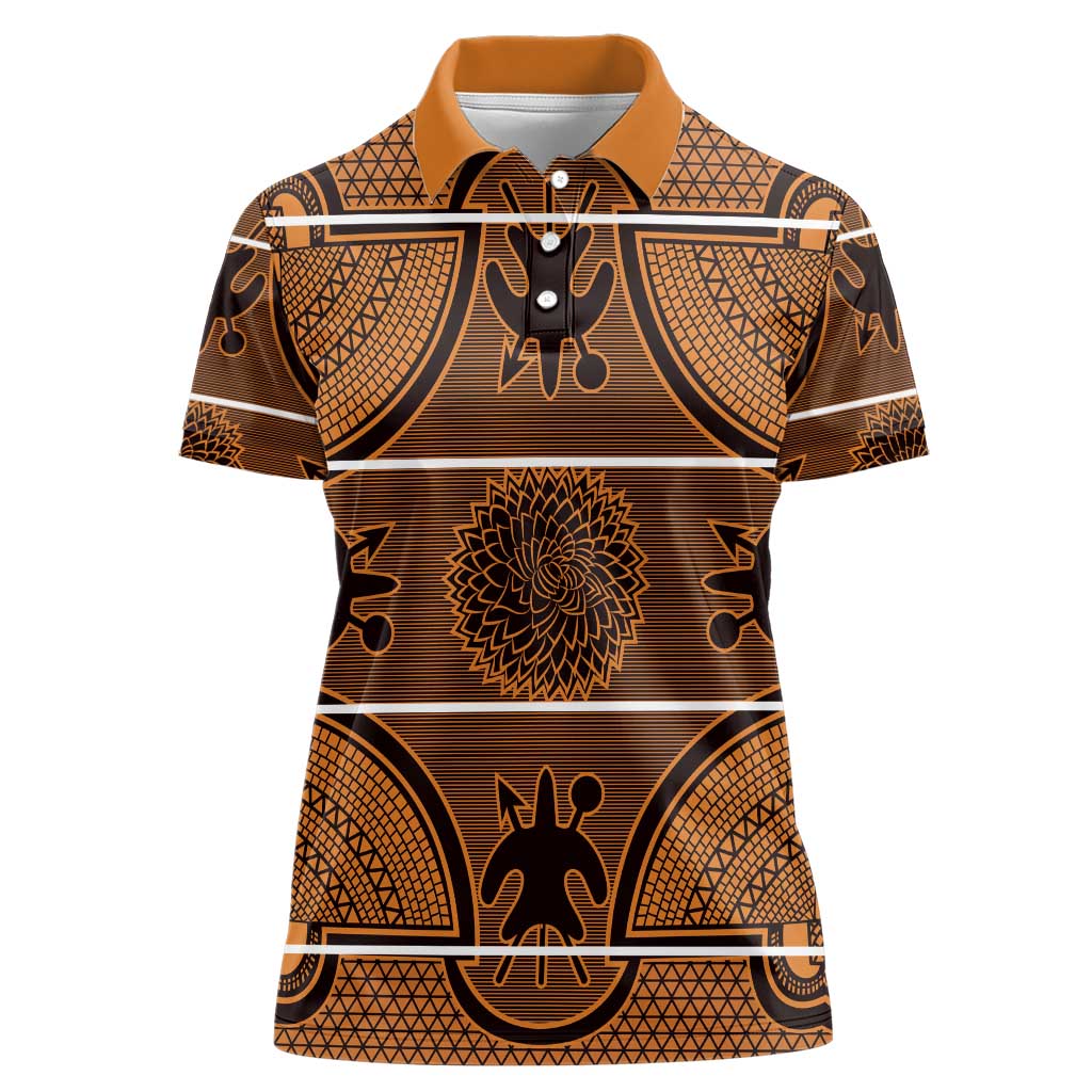 Lesotho Seanamarena Women Polo Shirt Basotho Traditional Blanket Style - Orange - Wonder Print Shop