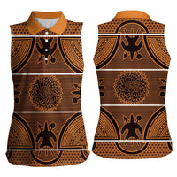 Lesotho Seanamarena Women Sleeveless Polo Shirt Basotho Traditional Blanket Style - Orange - Wonder Print Shop