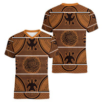Lesotho Seanamarena Women V-Neck T-Shirt Basotho Traditional Blanket Style - Orange - Wonder Print Shop