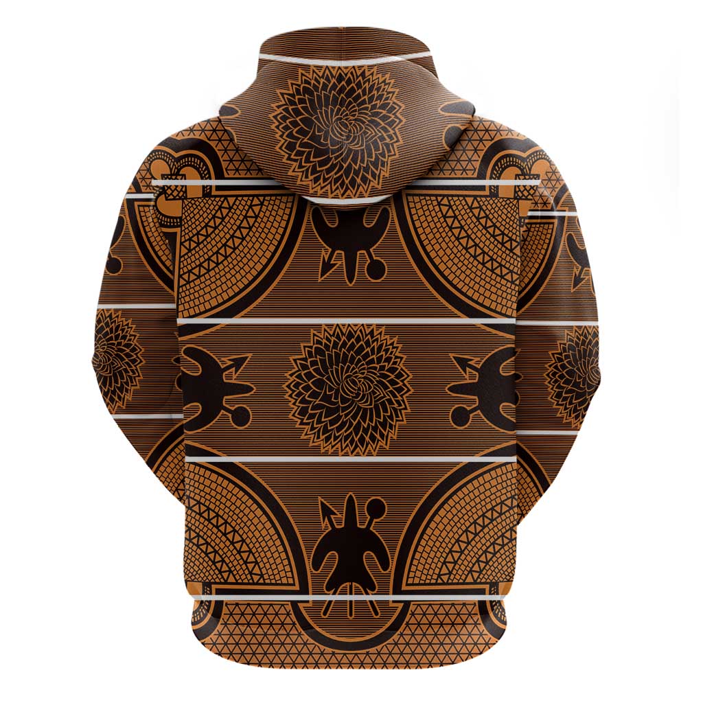 Lesotho Seanamarena Zip Hoodie Basotho Traditional Blanket Style - Orange - Wonder Print Shop