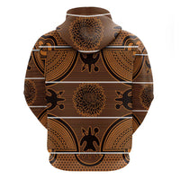 Lesotho Seanamarena Zip Hoodie Basotho Traditional Blanket Style - Orange - Wonder Print Shop