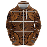 Lesotho Seanamarena Zip Hoodie Basotho Traditional Blanket Style - Orange - Wonder Print Shop