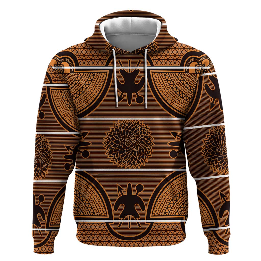 Lesotho Seanamarena Zip Hoodie Basotho Traditional Blanket Style - Orange - Wonder Print Shop