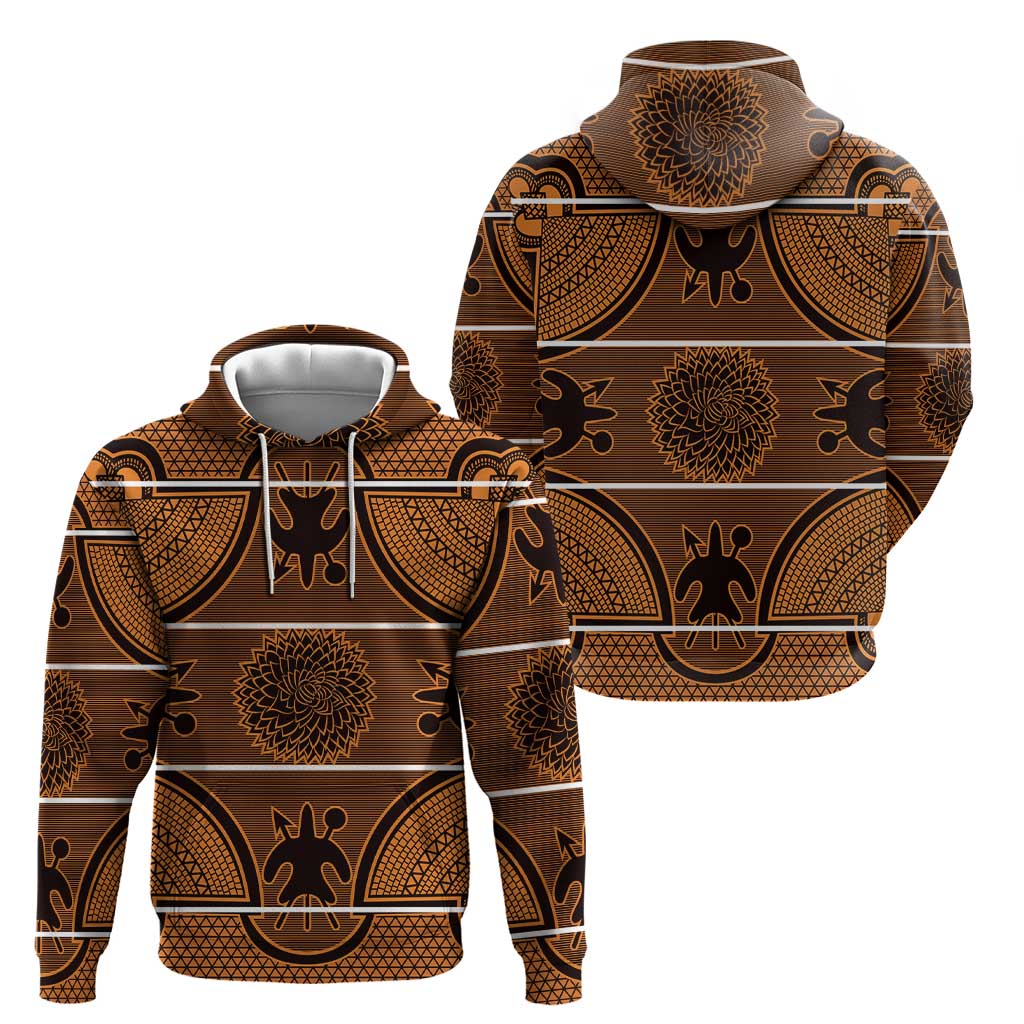 Lesotho Seanamarena Zip Hoodie Basotho Traditional Blanket Style - Orange - Wonder Print Shop