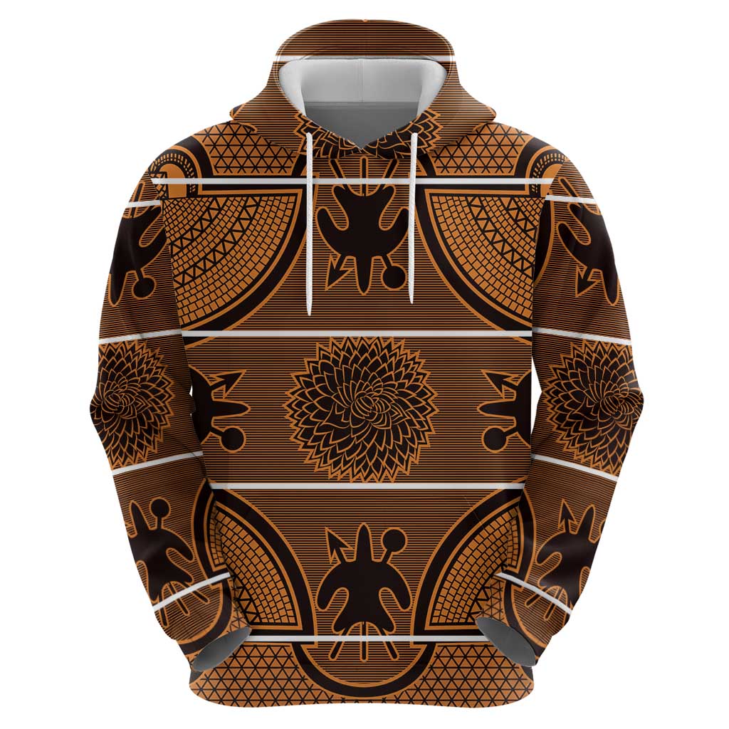 Lesotho Seanamarena Zip Hoodie Basotho Traditional Blanket Style - Orange - Wonder Print Shop