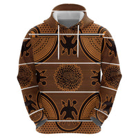 Lesotho Seanamarena Zip Hoodie Basotho Traditional Blanket Style - Orange - Wonder Print Shop