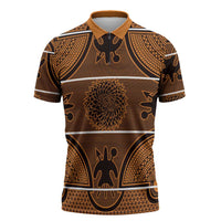 Lesotho Seanamarena Zipper Polo Shirt Basotho Traditional Blanket Style - Orange - Wonder Print Shop