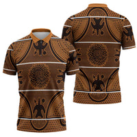 Lesotho Seanamarena Zipper Polo Shirt Basotho Traditional Blanket Style - Orange - Wonder Print Shop