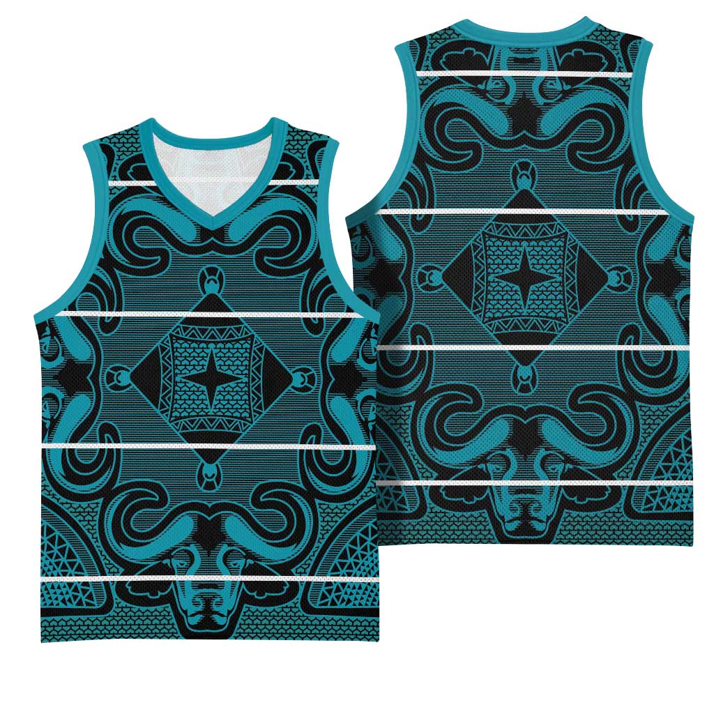Lesotho Seanamarena - Motlatsi Basketball Jersey Basotho Traditional Blanket Style - Lesotho Breeze - Wonder Print Shop