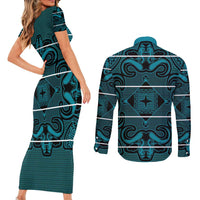 Lesotho Seanamarena - Motlatsi Couples Matching Short Sleeve Bodycon Dress and Long Sleeve Button Shirt Basotho Traditional Blanket Style - Lesotho Breeze - Wonder Print Shop