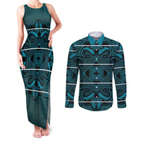 Lesotho Seanamarena - Motlatsi Couples Matching Tank Maxi Dress and Long Sleeve Button Shirt Basotho Traditional Blanket Style - Lesotho Breeze - Wonder Print Shop