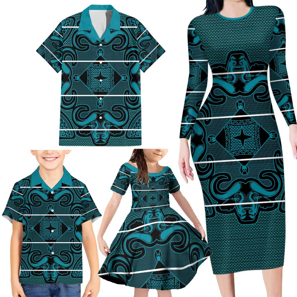 Lesotho Seanamarena - Motlatsi Family Matching Long Sleeve Bodycon Dress and Hawaiian Shirt Basotho Traditional Blanket Style - Lesotho Breeze - Wonder Print Shop
