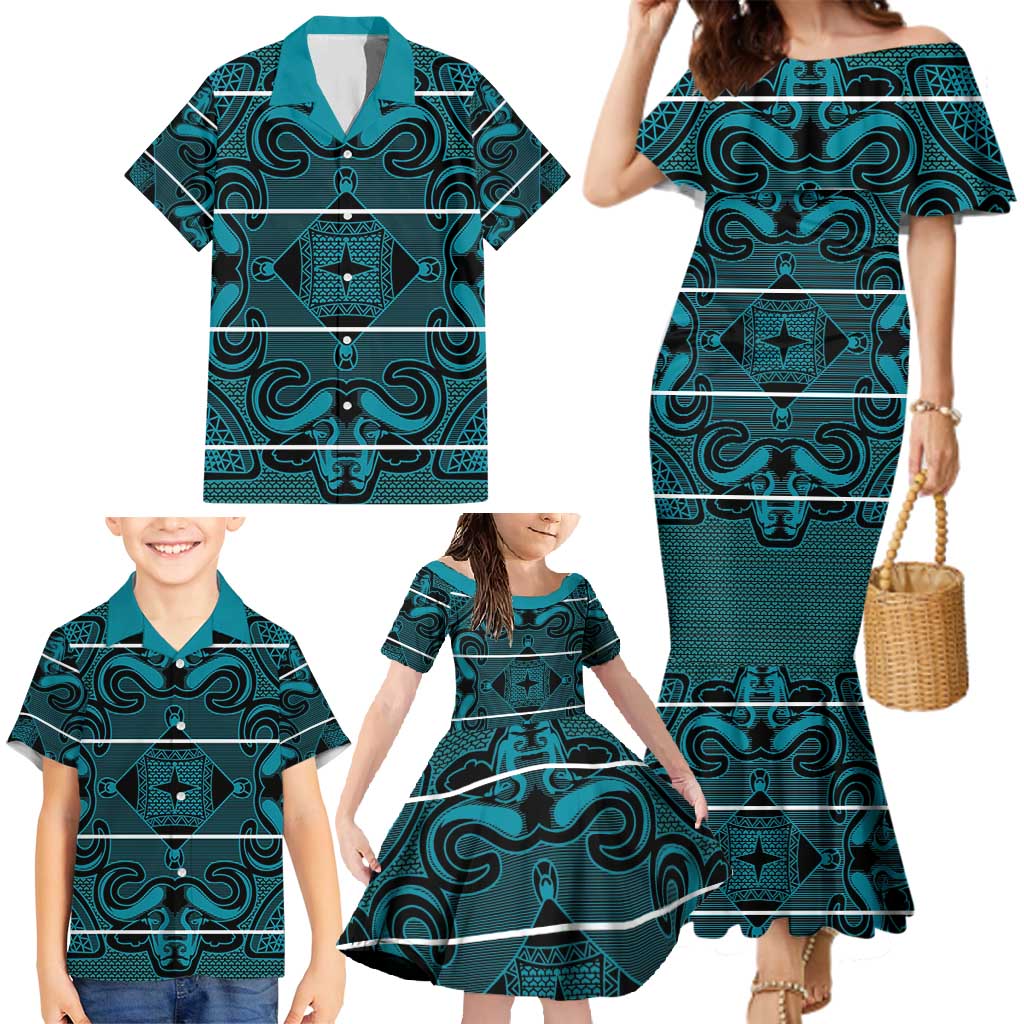 Lesotho Seanamarena - Motlatsi Family Matching Mermaid Dress and Hawaiian Shirt Basotho Traditional Blanket Style - Lesotho Breeze - Wonder Print Shop