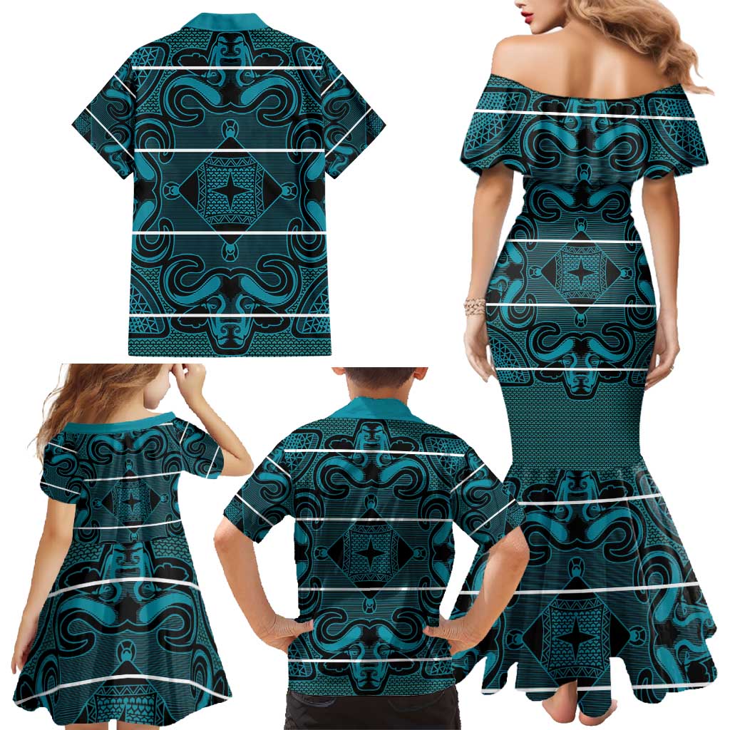 Lesotho Seanamarena - Motlatsi Family Matching Mermaid Dress and Hawaiian Shirt Basotho Traditional Blanket Style - Lesotho Breeze - Wonder Print Shop