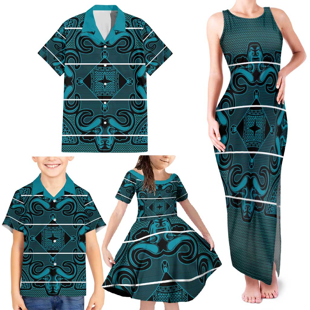 Lesotho Seanamarena - Motlatsi Family Matching Tank Maxi Dress and Hawaiian Shirt Basotho Traditional Blanket Style - Lesotho Breeze - Wonder Print Shop