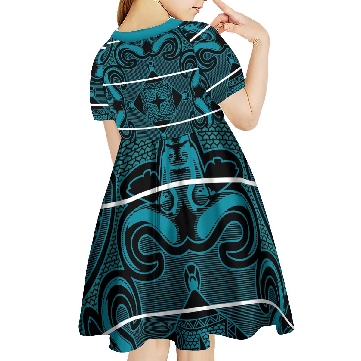 Lesotho Seanamarena - Motlatsi Kid Short Sleeve Dress Basotho Traditional Blanket Style - Lesotho Breeze - Wonder Print Shop